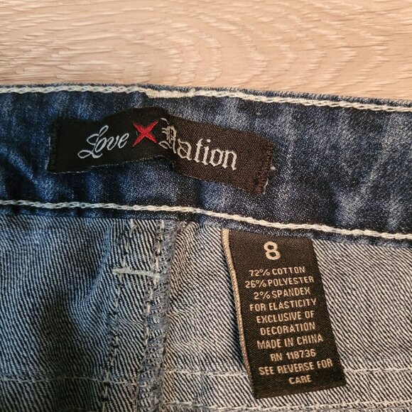 LOVE NATION Jeans Size 8 Bootcut Low Rise Medium Dark Wash Western Stretch - Picture 4 of 10